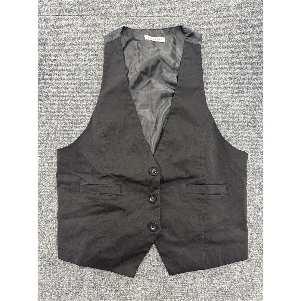 TheMogan Womens Black Tailored Vest Button Front Buckle Back Suiting Waistcoat L